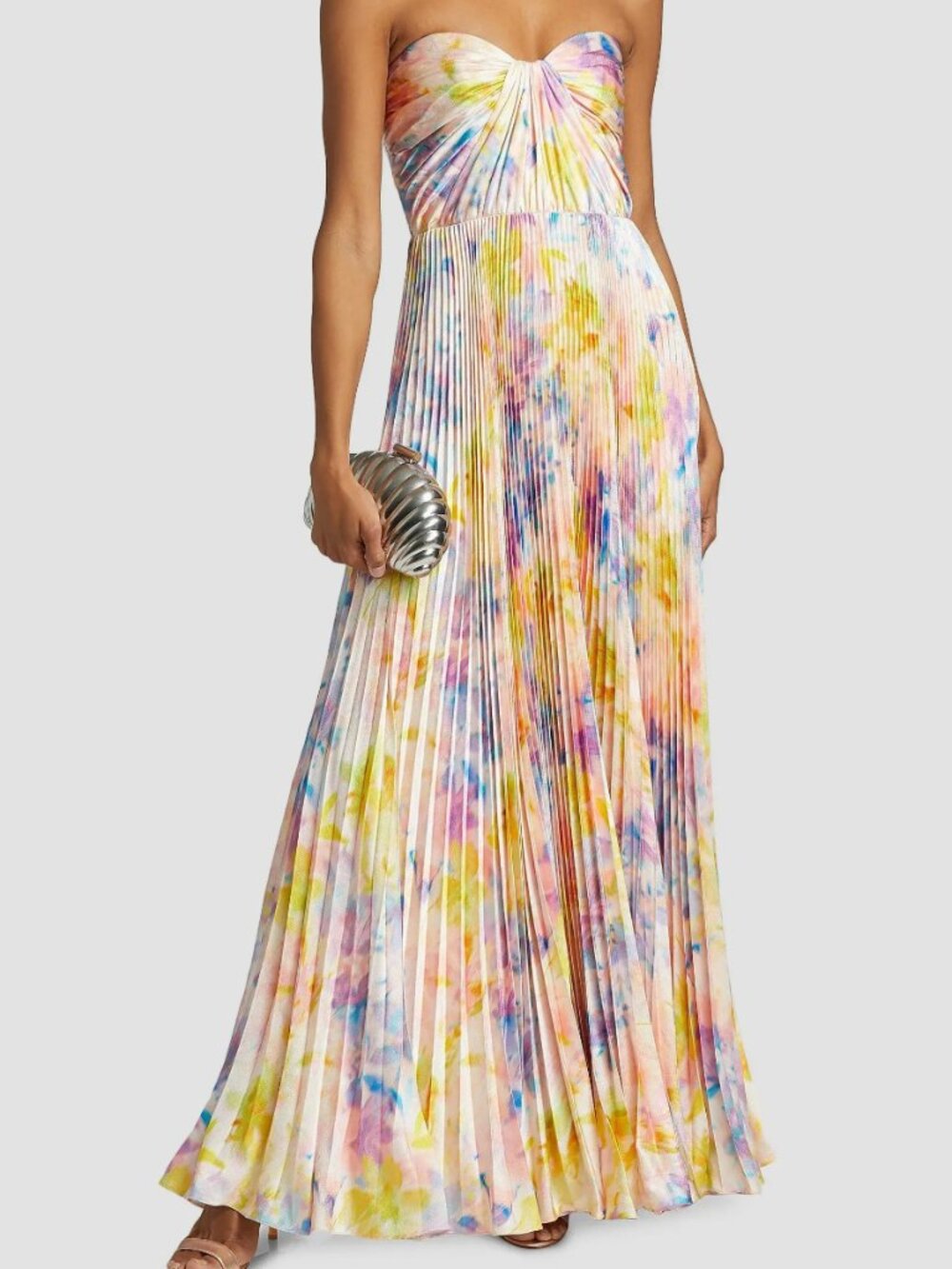 As It May Naomi Abstract Print Gown, Sz 4 - Rainbow "Spring Lilies" print